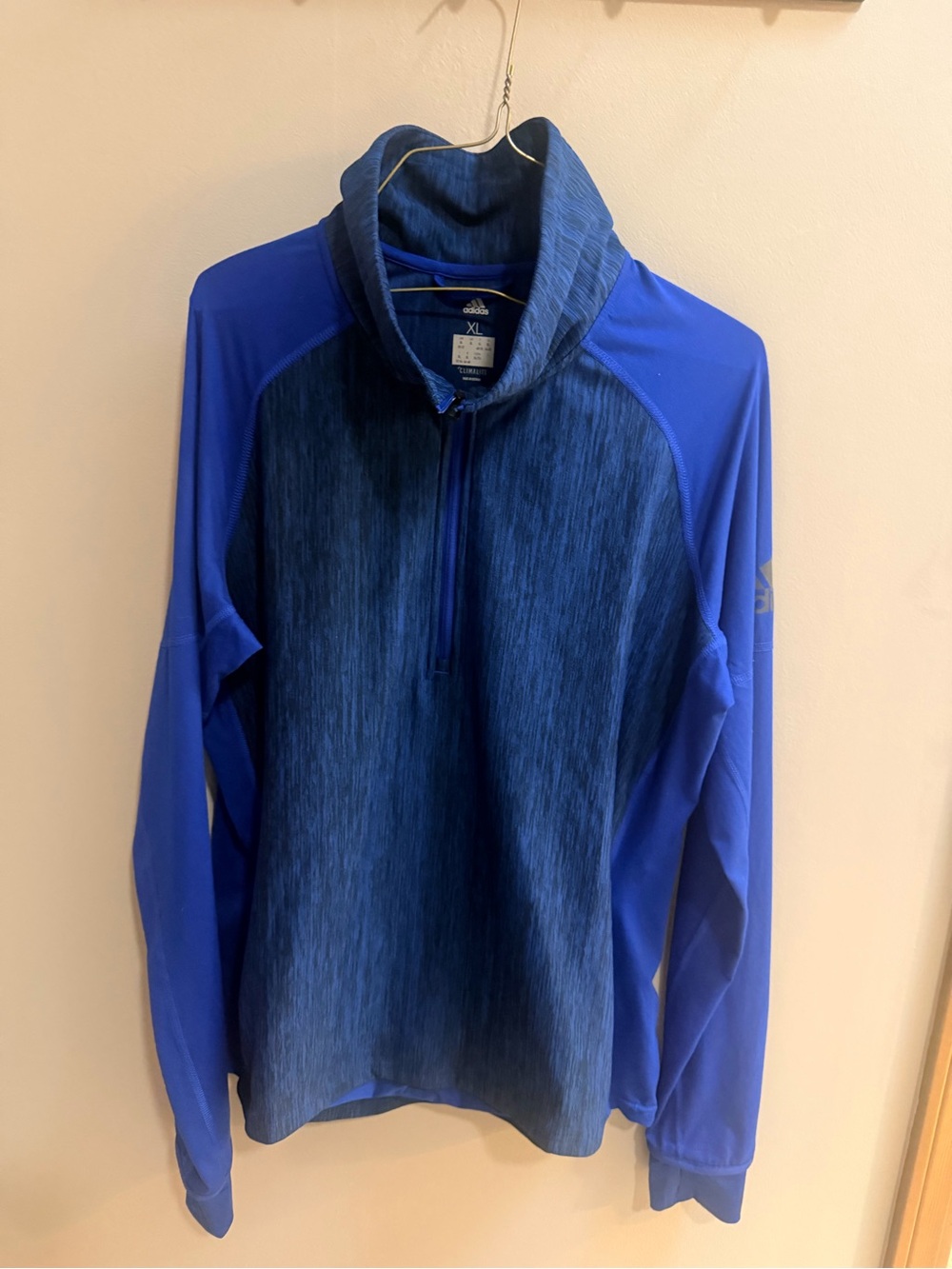 adidas Men’s Blue Heathered & Royal Zip-Up Performance Pullover